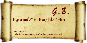 Gyermán Boglárka névjegykártya